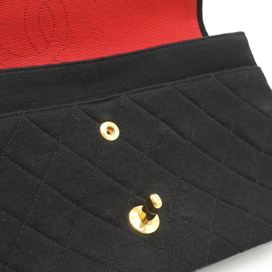 CHANEL シャネル マトラッセ ココマーク Wチェーンショルダー ショルダーバッグ コットンジャージー レザー ブラック 黒 ゴールド金具 | CHANEL | 05