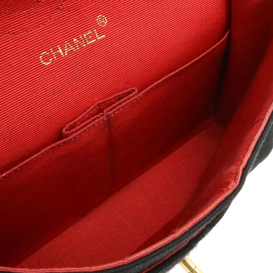 CHANEL シャネル マトラッセ ココマーク Wチェーンショルダー ショルダーバッグ コットンジャージー レザー ブラック 黒 ゴールド金具 | CHANEL | 06