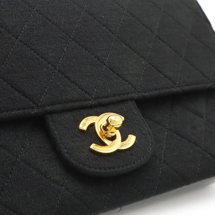 CHANEL シャネル マトラッセ ココマーク Wチェーンショルダー ショルダーバッグ コットンジャージー レザー ブラック 黒 ゴールド金具 | CHANEL | 07