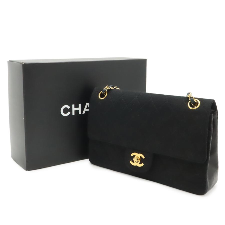 CHANEL シャネル マトラッセ ココマーク Wチェーンショルダー ショルダーバッグ コットンジャージー レザー ブラック 黒 ゴールド金具 | CHANEL | 08