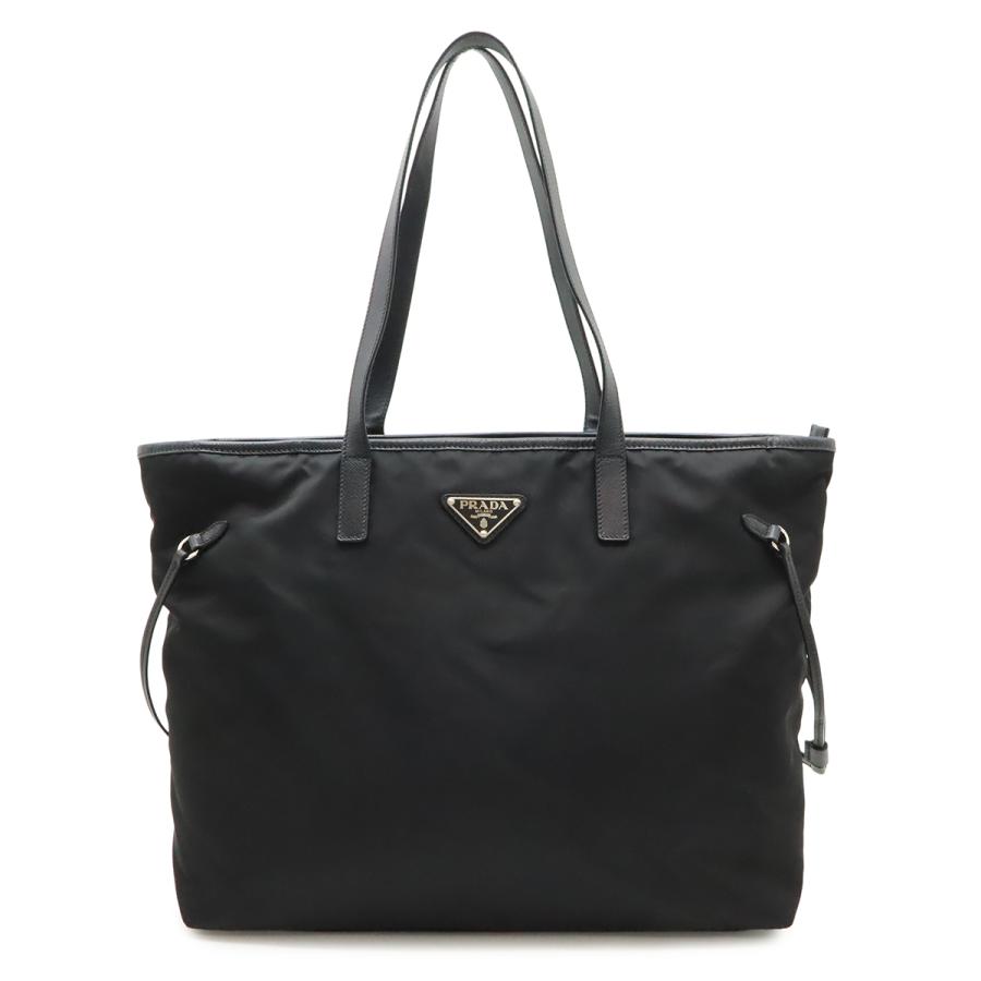 PRADA プラダ トライアングルロゴ トートバッグ ラージトート ショルダーバッグ 肩掛け ナイロン エナメル レザー NERO 黒 ブラック | PRADA