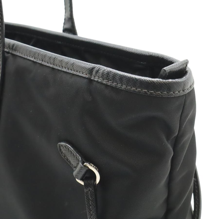 PRADA プラダ トライアングルロゴ トートバッグ ラージトート ショルダーバッグ 肩掛け ナイロン エナメル レザー NERO 黒 ブラック | PRADA | 03