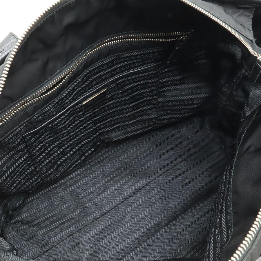 PRADA プラダ トライアングルロゴ トートバッグ ラージトート ショルダーバッグ 肩掛け ナイロン エナメル レザー NERO 黒 ブラック | PRADA | 06
