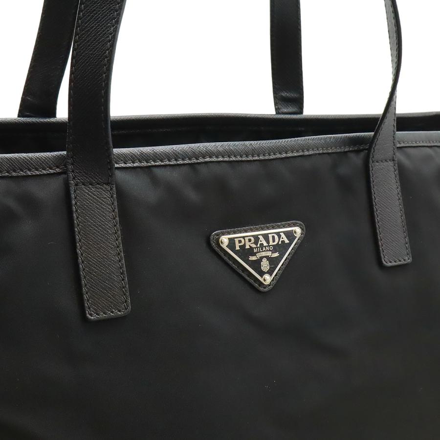 PRADA プラダ トライアングルロゴ トートバッグ ラージトート ショルダーバッグ 肩掛け ナイロン エナメル レザー NERO 黒 ブラック | PRADA | 08