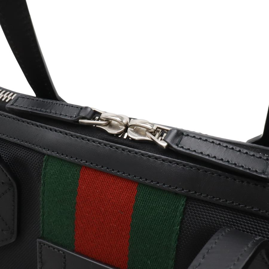 GUCCI グッチ シェリーライン ウェブストライプ トートバッグ 2WAY ショルダーバッグ ナイロンキャンバス レザー ブラック | GUCCI | 03