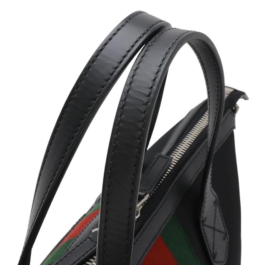 GUCCI グッチ シェリーライン ウェブストライプ トートバッグ 2WAY ショルダーバッグ ナイロンキャンバス レザー ブラック | GUCCI | 04