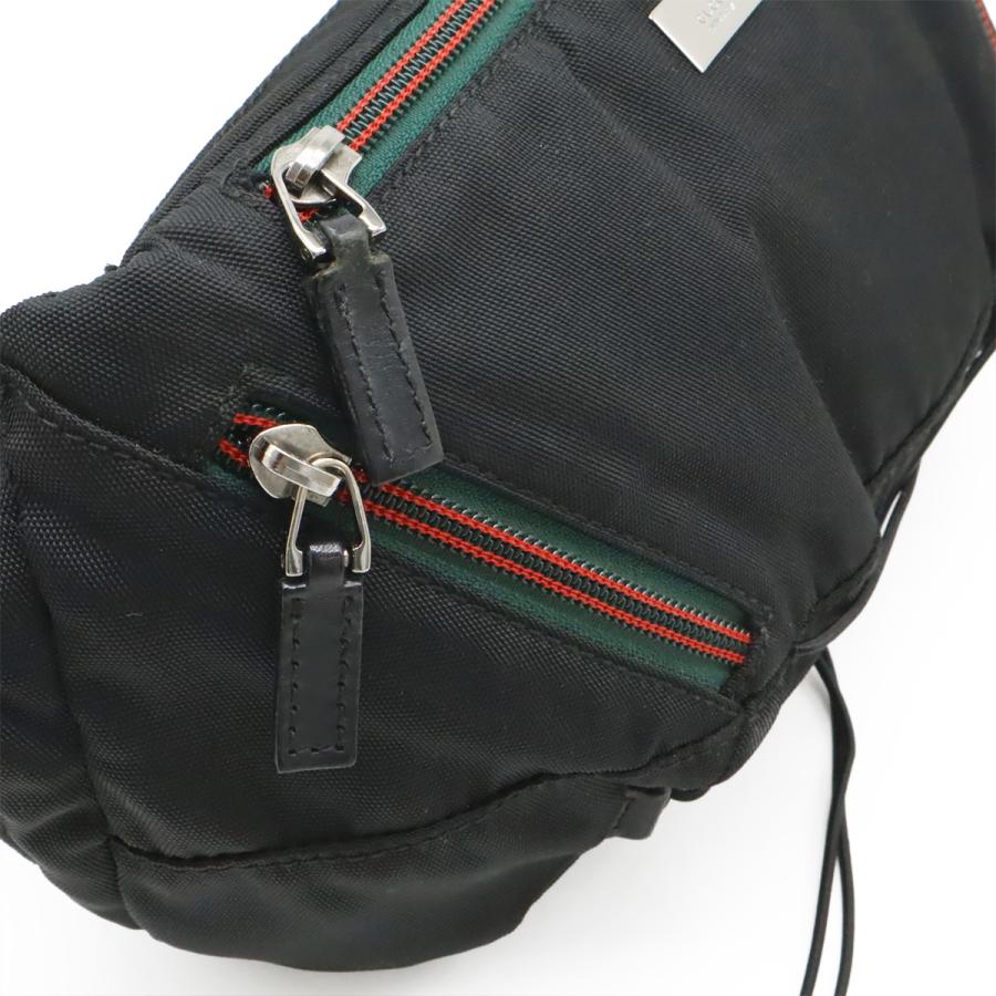 GUCCI グッチ シェリーライン ボディバッグ ウエストポーチ ウエストバッグ ヒップバッグ ナイロンキャンバス ブラック 黒 シルバー金具 | GUCCI | 05