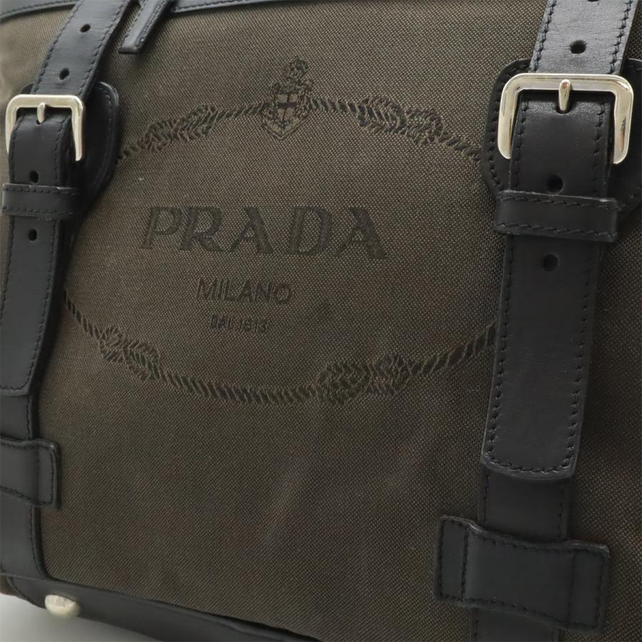 PRADA プラダ ロゴジャガード ショルダーバッグ トートバッグ 2WAY ハンドバッグ キャンバス レザー ブラウン 茶 NERO 黒 ブラック | PRADA | 08