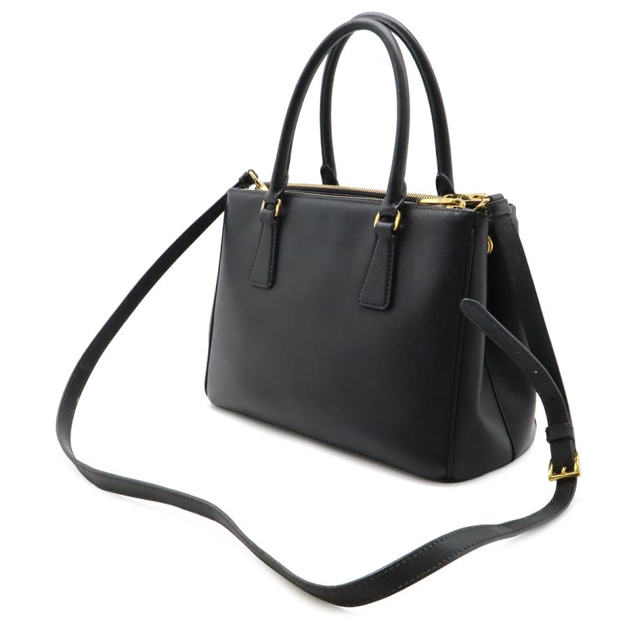 PRADA プラダ ガレリア トライアングルロゴ ミディアムバッグ ハンドバッグ SAFFIANO サフィアーノレザー NERO 黒 ブラック ゴールド金具 | PRADA | 01
