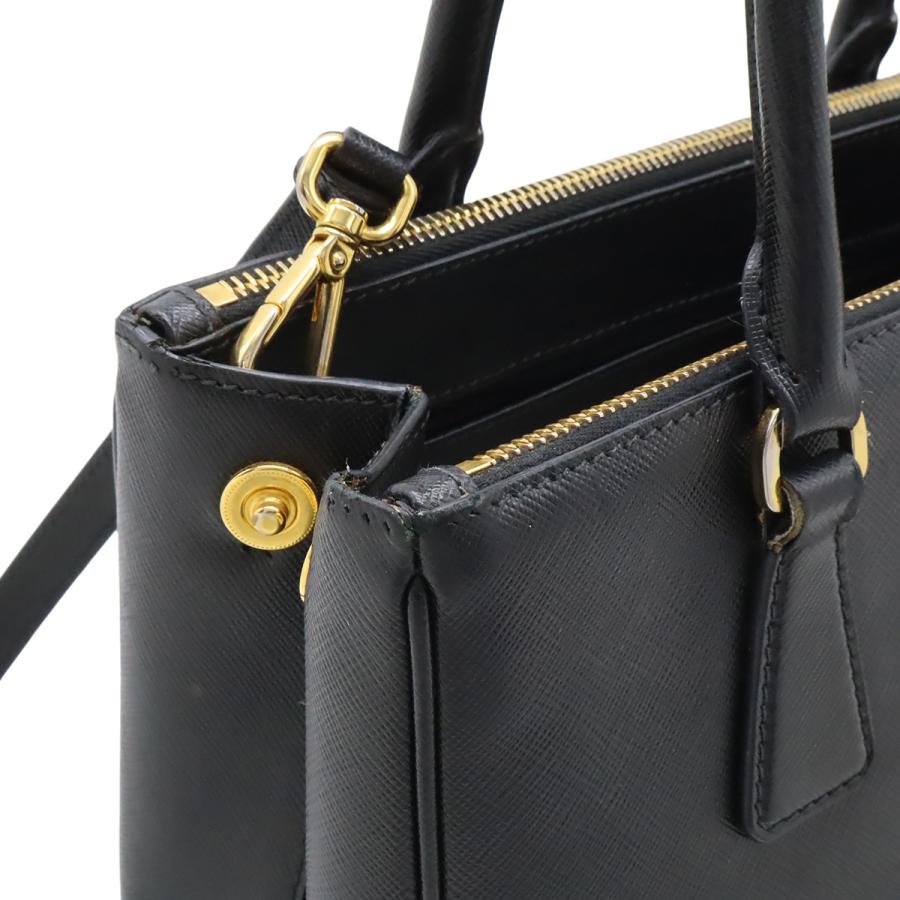 PRADA プラダ ガレリア トライアングルロゴ ミディアムバッグ ハンドバッグ SAFFIANO サフィアーノレザー NERO 黒 ブラック ゴールド金具 | PRADA | 04