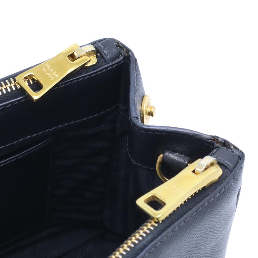 PRADA プラダ ガレリア トライアングルロゴ ミディアムバッグ ハンドバッグ SAFFIANO サフィアーノレザー NERO 黒 ブラック ゴールド金具 | PRADA | 06