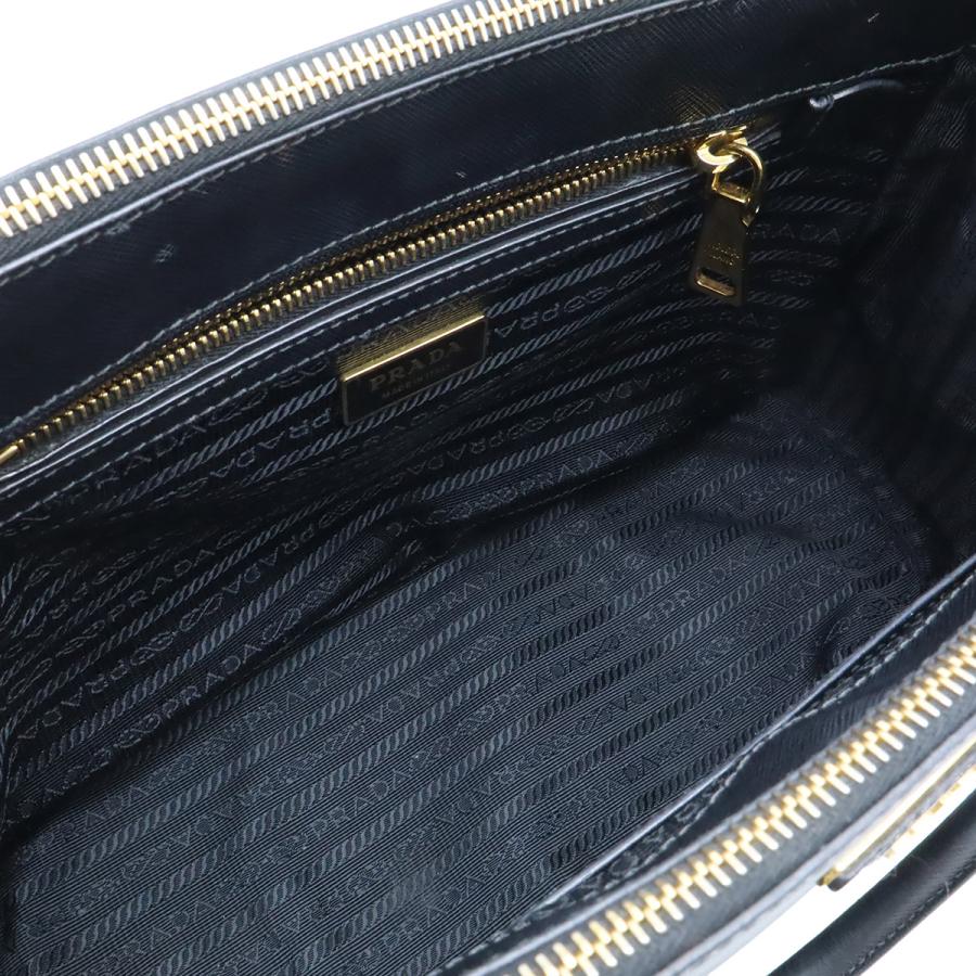 PRADA プラダ ガレリア トライアングルロゴ ミディアムバッグ ハンドバッグ SAFFIANO サフィアーノレザー NERO 黒 ブラック ゴールド金具 | PRADA | 07