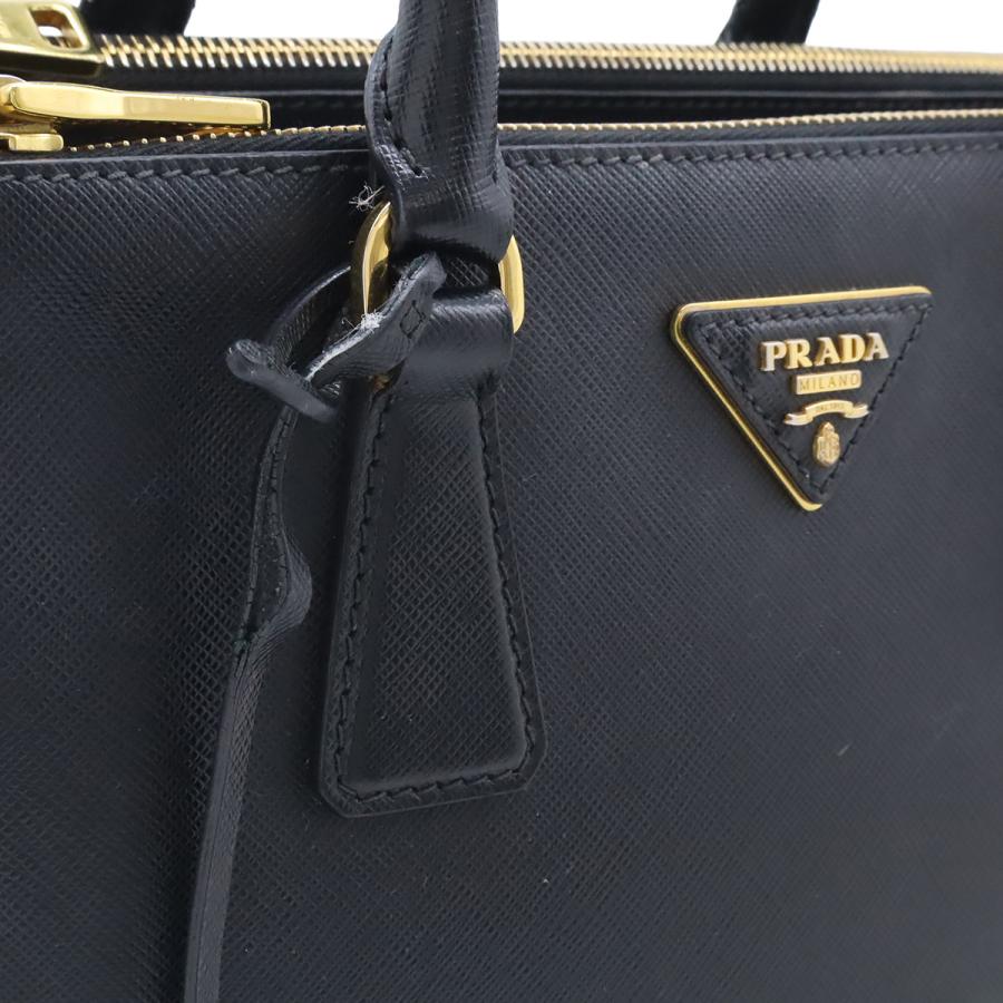 PRADA プラダ ガレリア トライアングルロゴ ミディアムバッグ ハンドバッグ SAFFIANO サフィアーノレザー NERO 黒 ブラック ゴールド金具 | PRADA | 08
