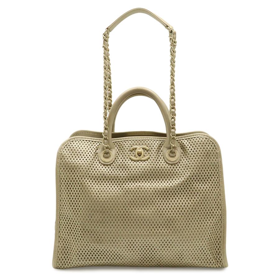 CHANEL シャネル フレンチリビエラ ココマーク メッシュ パンチング トートバッグ チェーンショルダーバッグ 2WAY レザー ゴールド | CHANEL