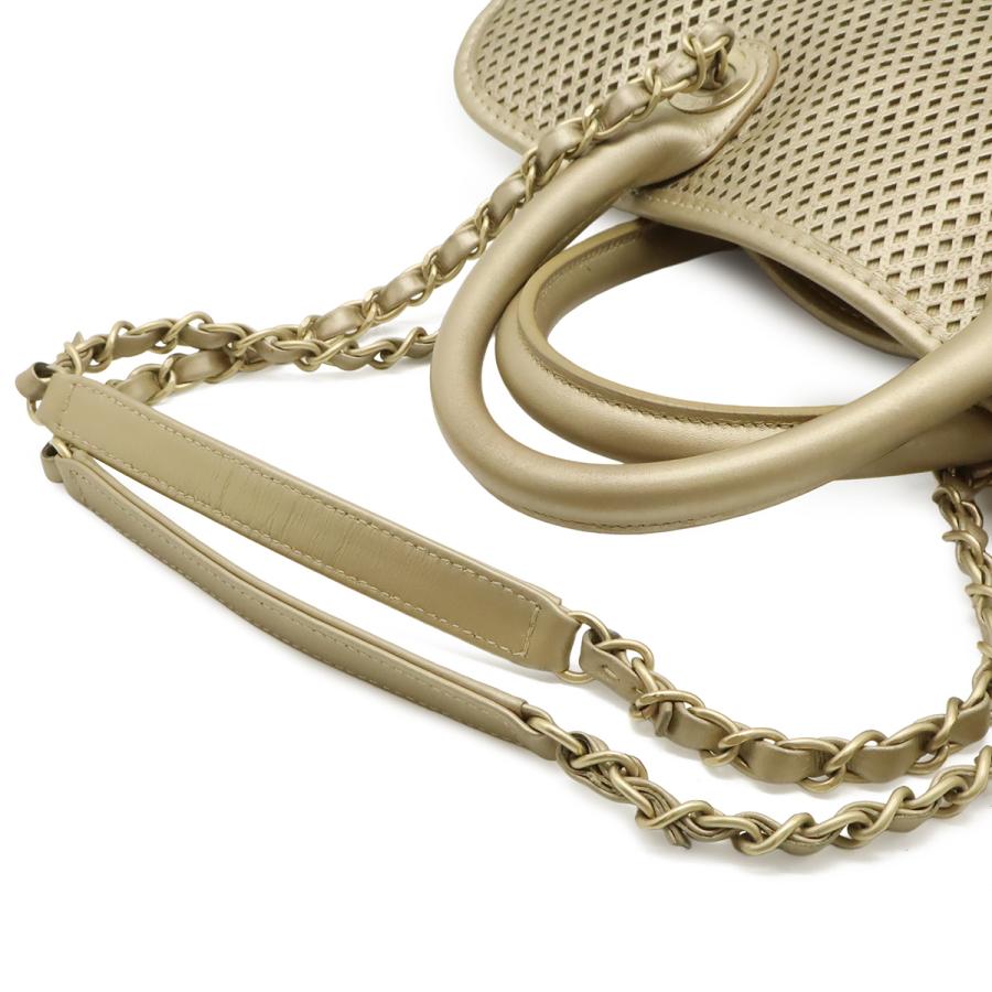 CHANEL シャネル フレンチリビエラ ココマーク メッシュ パンチング トートバッグ チェーンショルダーバッグ 2WAY レザー ゴールド | CHANEL | 03