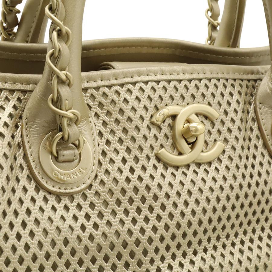 CHANEL シャネル フレンチリビエラ ココマーク メッシュ パンチング トートバッグ チェーンショルダーバッグ 2WAY レザー ゴールド | CHANEL | 07