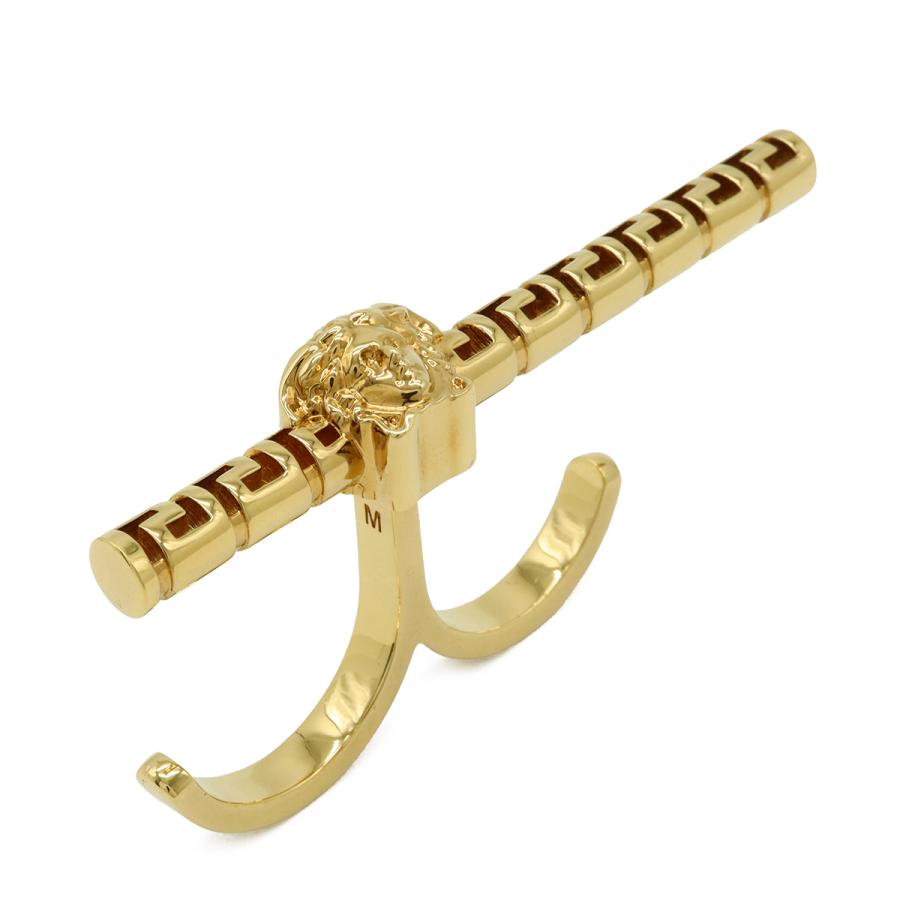 VERSACE ヴェルサーチェ ヴェルサーチ ベルサーチ メドゥーサ メデューサ グレカ ダブルリング 指輪 GP ゴールド Mサイズ | 