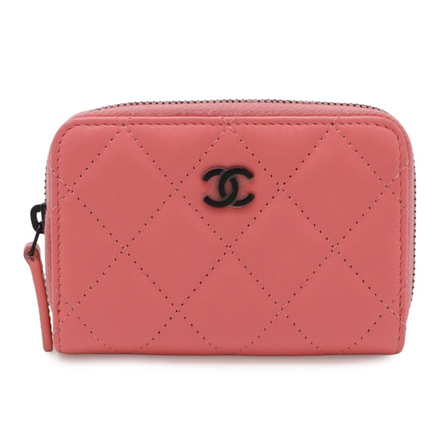 CHANEL シャネル マトラッセ ココマーク クラシック ジップ コインパース ラウンドファスナーコインケース 小銭入れ レザー コーラル | CHANEL