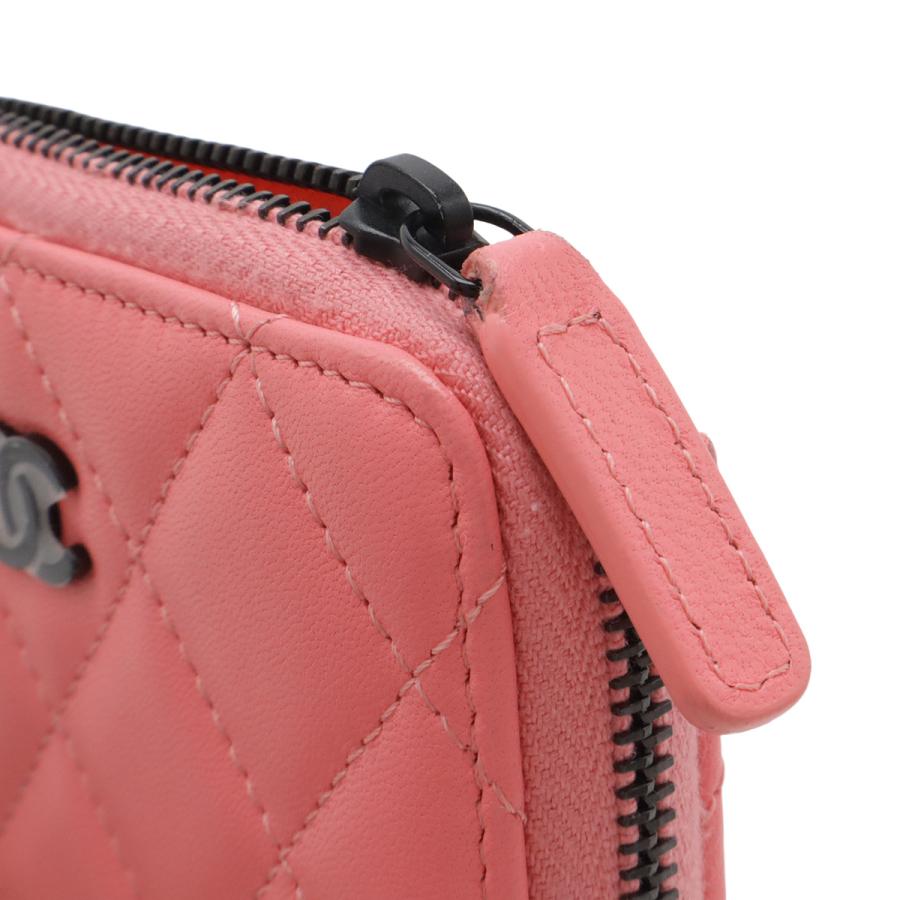 CHANEL シャネル マトラッセ ココマーク クラシック ジップ コインパース ラウンドファスナーコインケース 小銭入れ レザー コーラル | CHANEL | 03