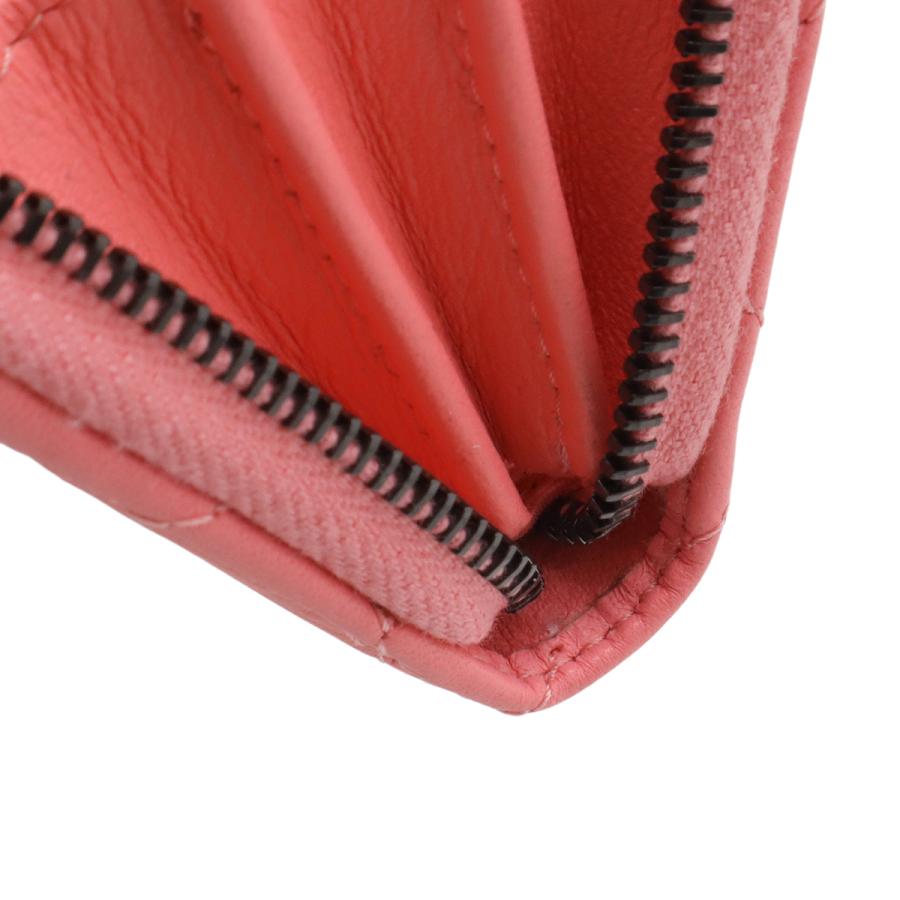 CHANEL シャネル マトラッセ ココマーク クラシック ジップ コインパース ラウンドファスナーコインケース 小銭入れ レザー コーラル | CHANEL | 06