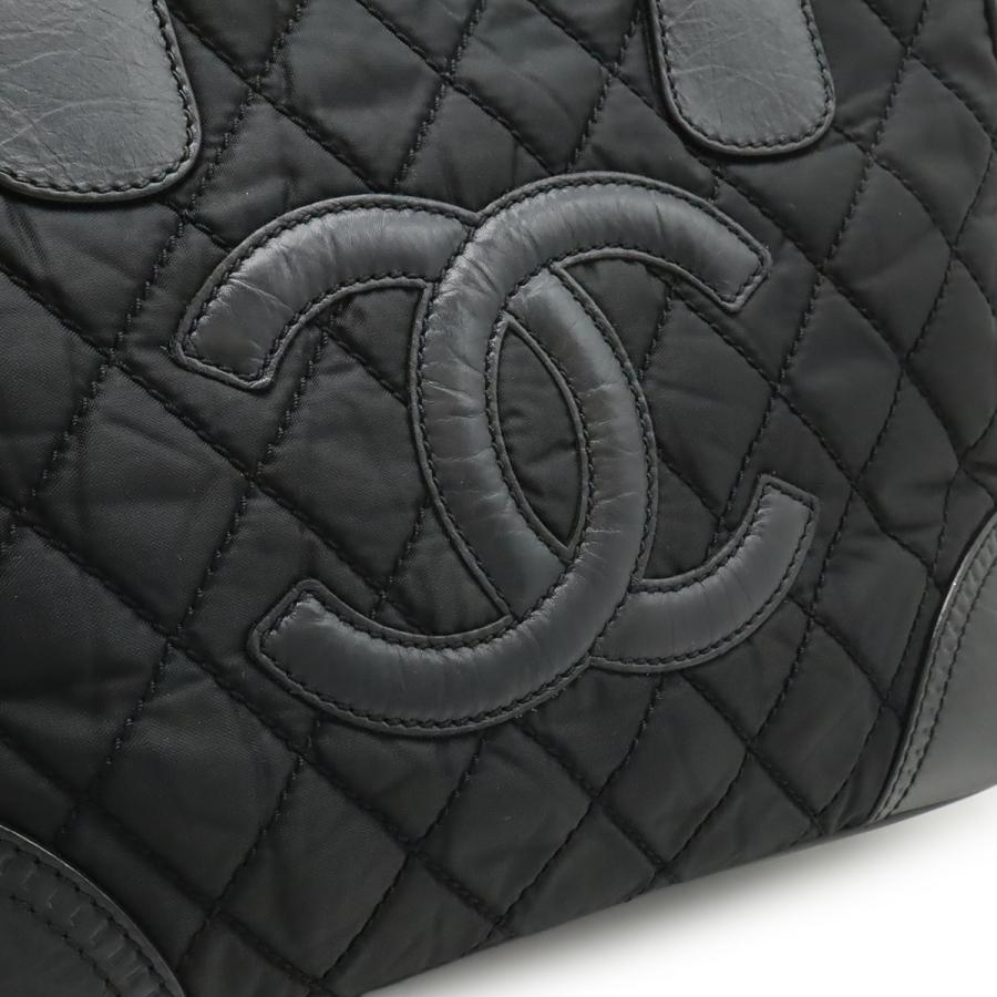 CHANEL シャネル パリニューヨークライン マトラッセ ココマーク トートバッグ ショルダーバッグ ナイロンキャンバス レザー ブラック 黒 | CHANEL | 08