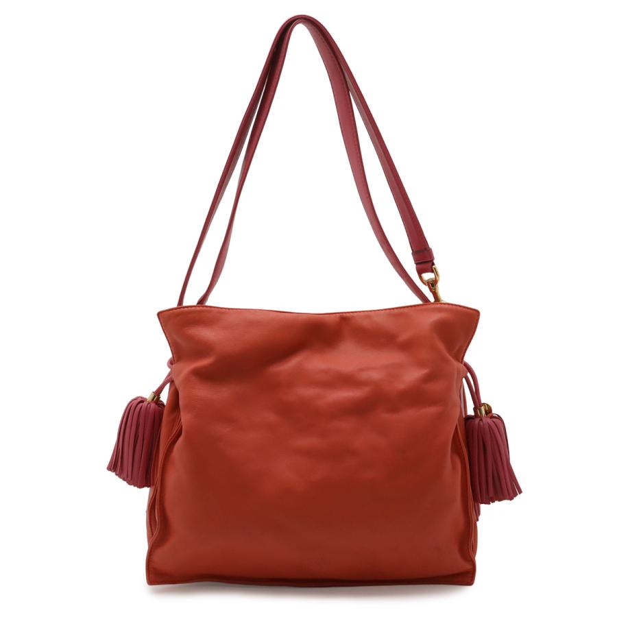 LOEWE ロエベ フラメンコ30 アナグラム ショルダーバッグ セミショルダー 2WAY バイカラー フリンジ ナッパレザー レッド 赤 ピンク | LOEWE