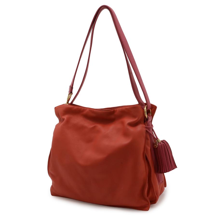 LOEWE ロエベ フラメンコ30 アナグラム ショルダーバッグ セミショルダー 2WAY バイカラー フリンジ ナッパレザー レッド 赤 ピンク | LOEWE | 01