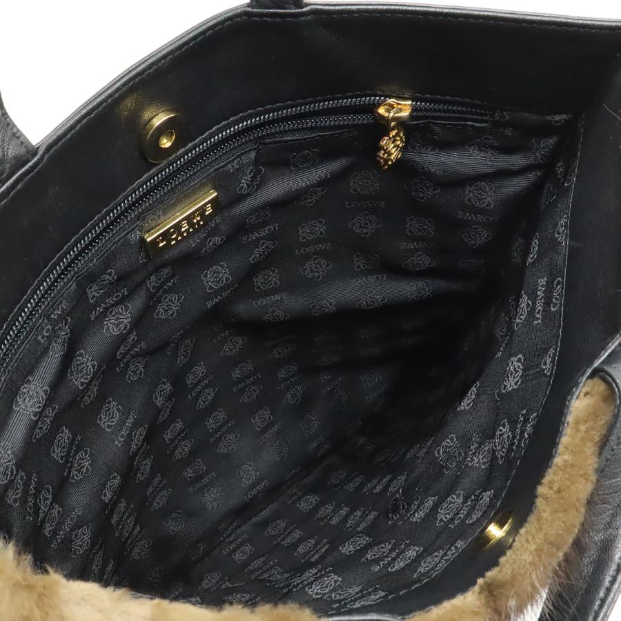 LOEWE ロエベ ファーバッグ ハンドバッグ トートバッグ レザー ダークブラウン ブラック 黒 | LOEWE | 04