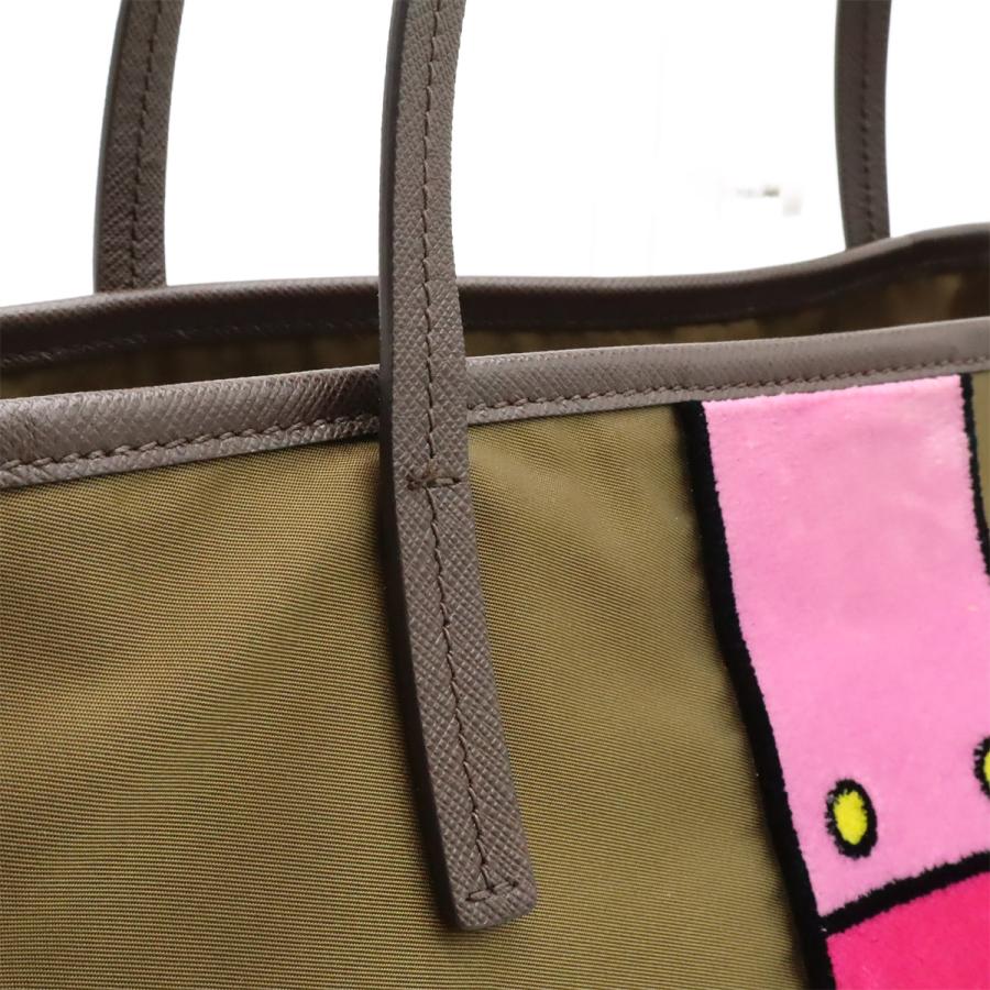 PRADA プラダ ベロア ベルト モチーフ トートバッグ ショルダーバッグ ナイロン レザー カーキ ピンク 1BG065 | PRADA | 06