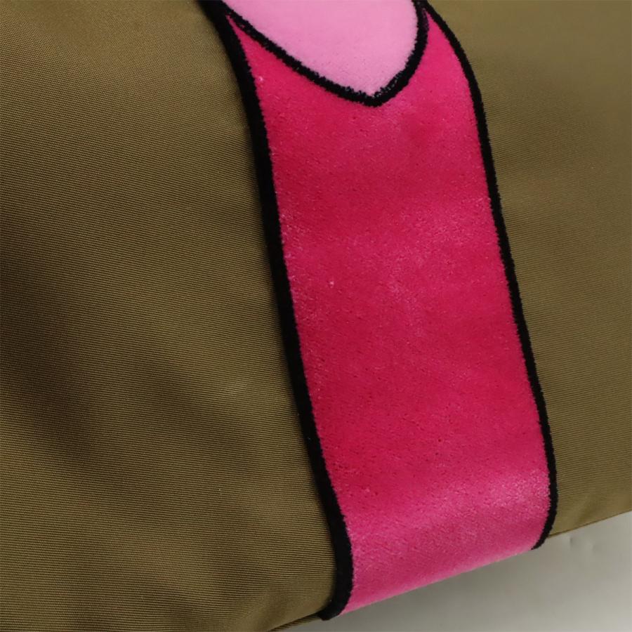 PRADA プラダ ベロア ベルト モチーフ トートバッグ ショルダーバッグ ナイロン レザー カーキ ピンク 1BG065 | PRADA | 08
