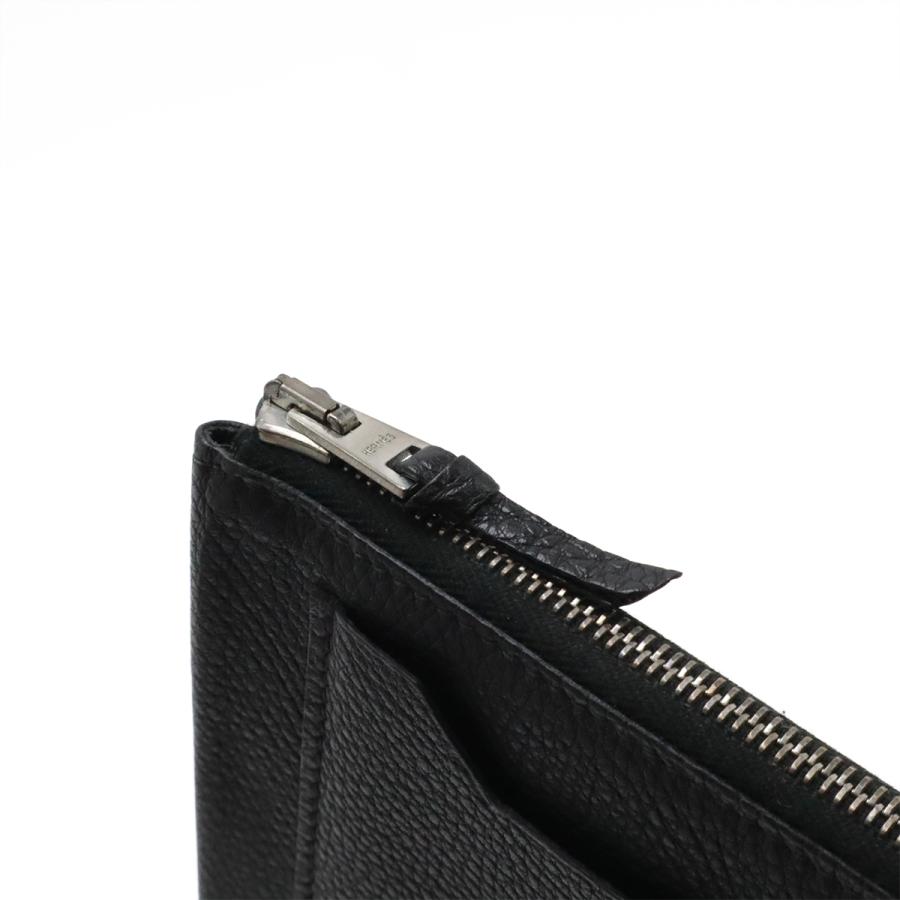 HERMES エルメス クラリスGM ポーチ 小物入れ コインケース 小銭入れ コインパース レザー ブラック 黒 シルバー金具 □D刻印 | HERMES | 03
