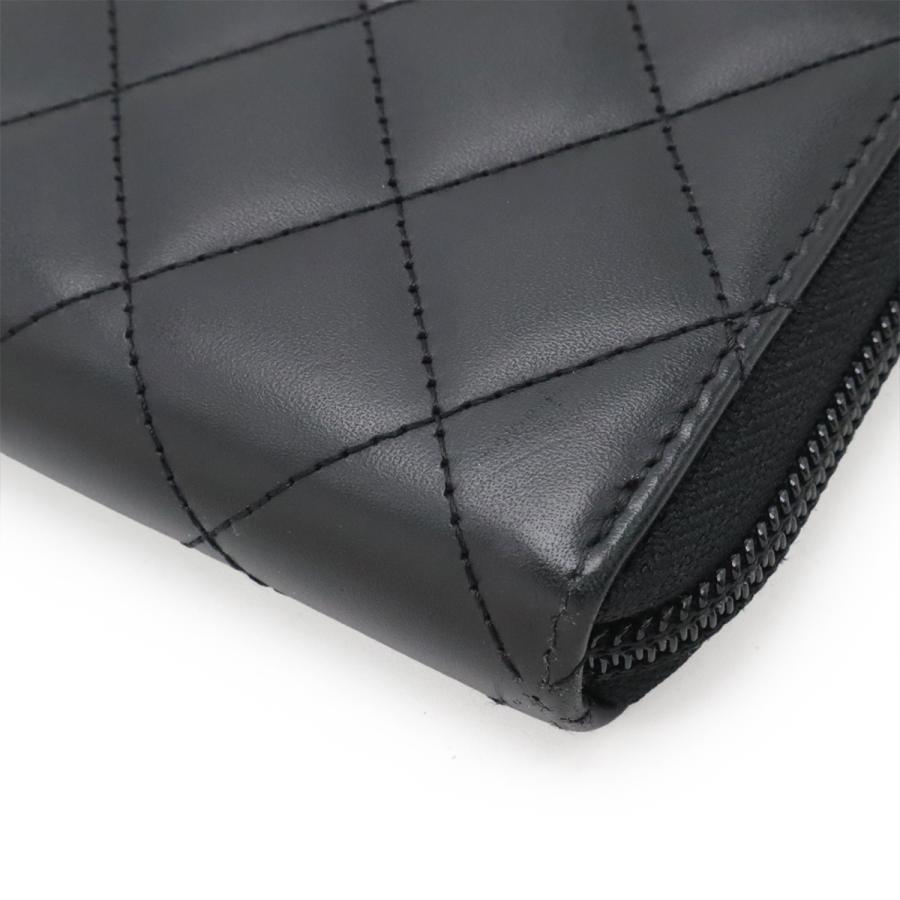 CHANEL シャネル カンボンライン ココマーク ラウンドファスナー 長財布 ソフトカーフ レザー エナメル ブラック 黒 ピンク A50078 | CHANEL | 02