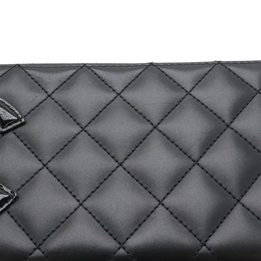 CHANEL シャネル カンボンライン ココマーク ラウンドファスナー 長財布 ソフトカーフ レザー エナメル ブラック 黒 ピンク A50078 | CHANEL | 03