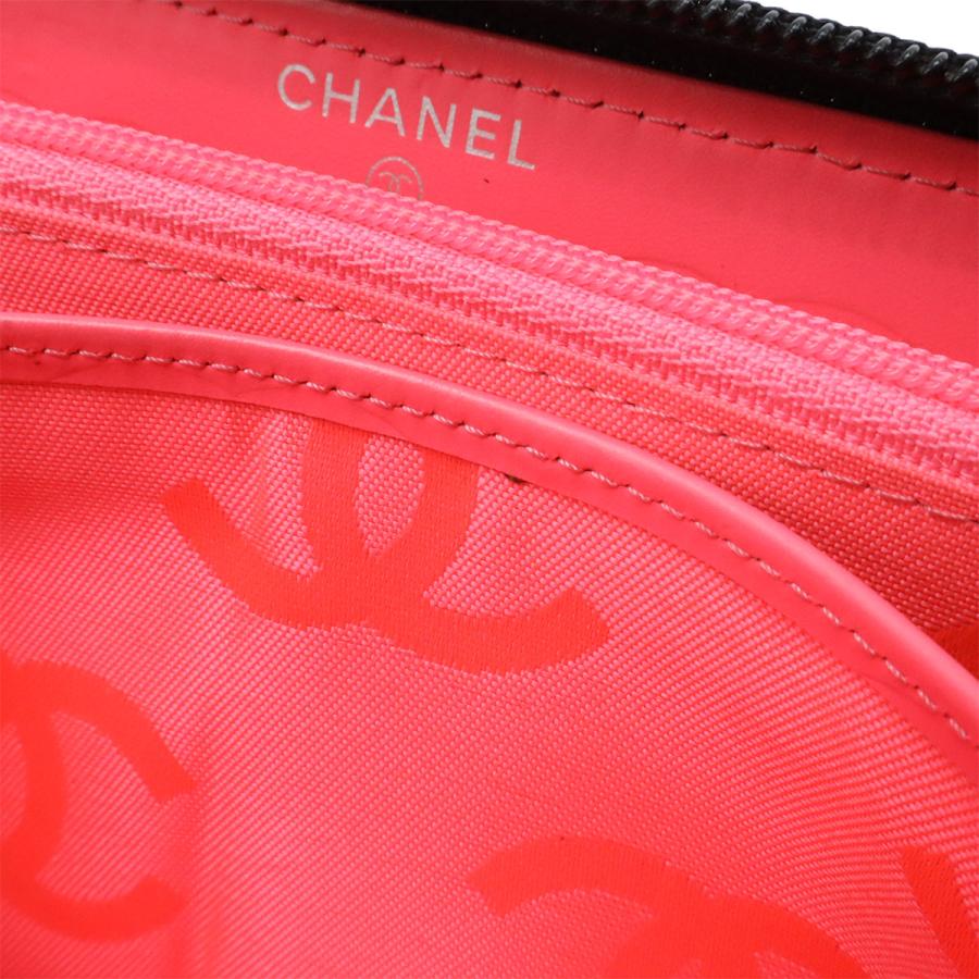CHANEL シャネル カンボンライン ココマーク ラウンドファスナー 長財布 ソフトカーフ レザー エナメル ブラック 黒 ピンク A50078 | CHANEL | 05