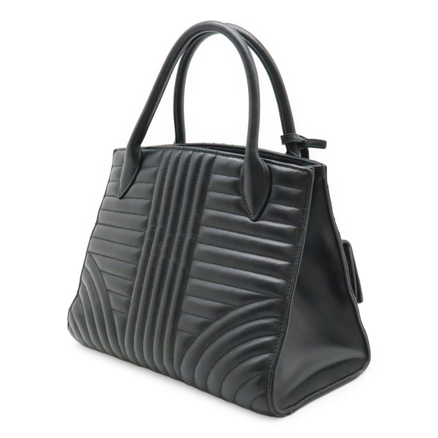 PRADA プラダ ダイアグラム ハンドバッグ レザー NERO 黒 ブラック ゴールド金具 ショルダーストラップ欠品 1BA156 | PRADA | 01
