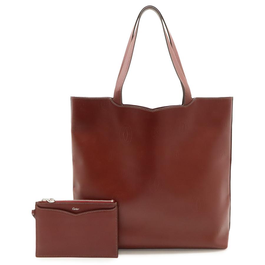Cartier カルティエ ハッピーバースデー CCロゴ トートバッグ ショルダーバッグ 肩掛け レザー ボルドー ポーチ付き | Cartier