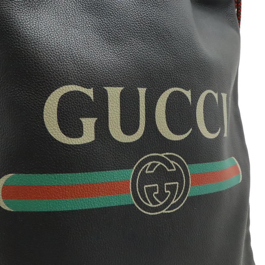 GUCCI グッチ グッチプリント ドローストリング バックパック リュックサック 2WAY トートバッグ 巾着型 レザー ブラック 黒 494053 | GUCCI | 07
