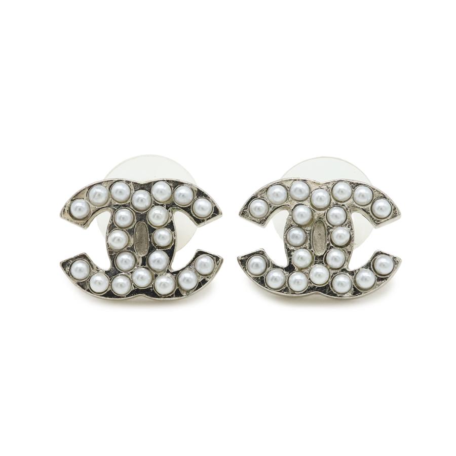 CHANEL シャネル ココマーク パールピアス メタル フェイクパール ホワイト 09V シルバー金具 | CHANEL
