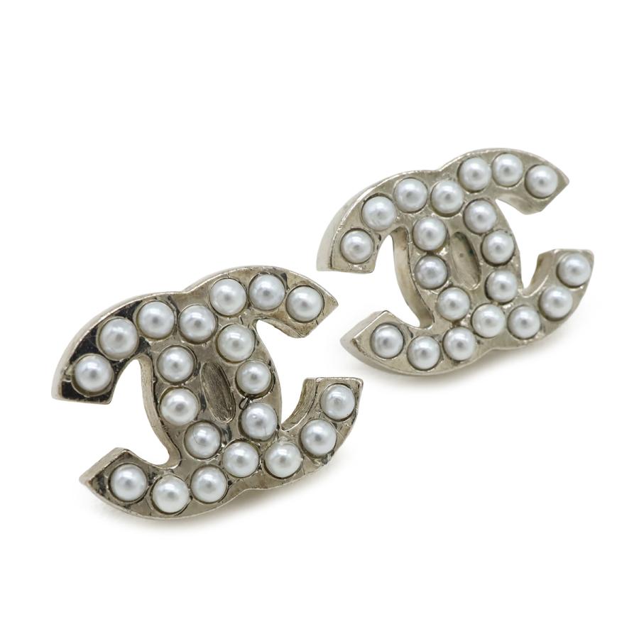 CHANEL シャネル ココマーク パールピアス メタル フェイクパール ホワイト 09V シルバー金具 | CHANEL | 03