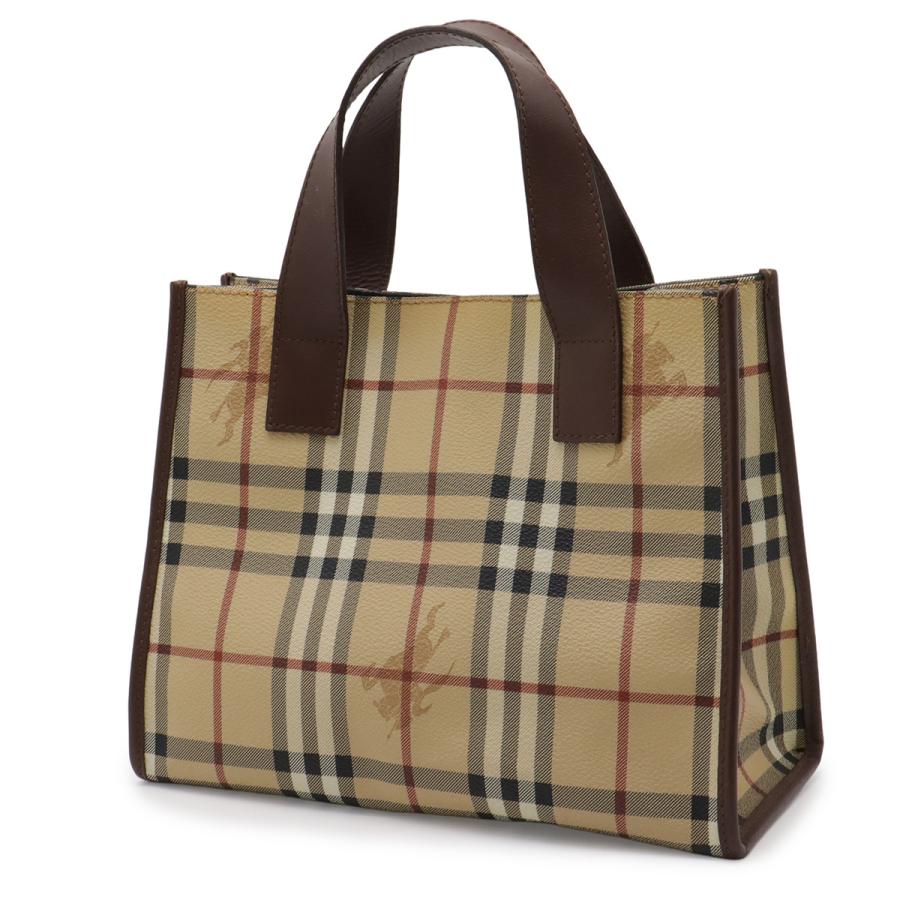 BURBERRY バーバリー ノバチェック チェック柄 ハンドバッグ トートバッグ PVC レザー ベージュ ブラウン 茶 | BURBERRY | 01