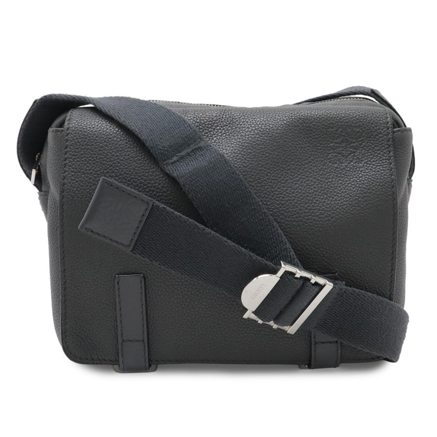 LOEWE ロエベ アナグラム ミリタリー メッセンジャーバッグ XS ショルダーバッグ 斜め掛け レザー グレー シルバー金具 B553A72X22 | LOEWE