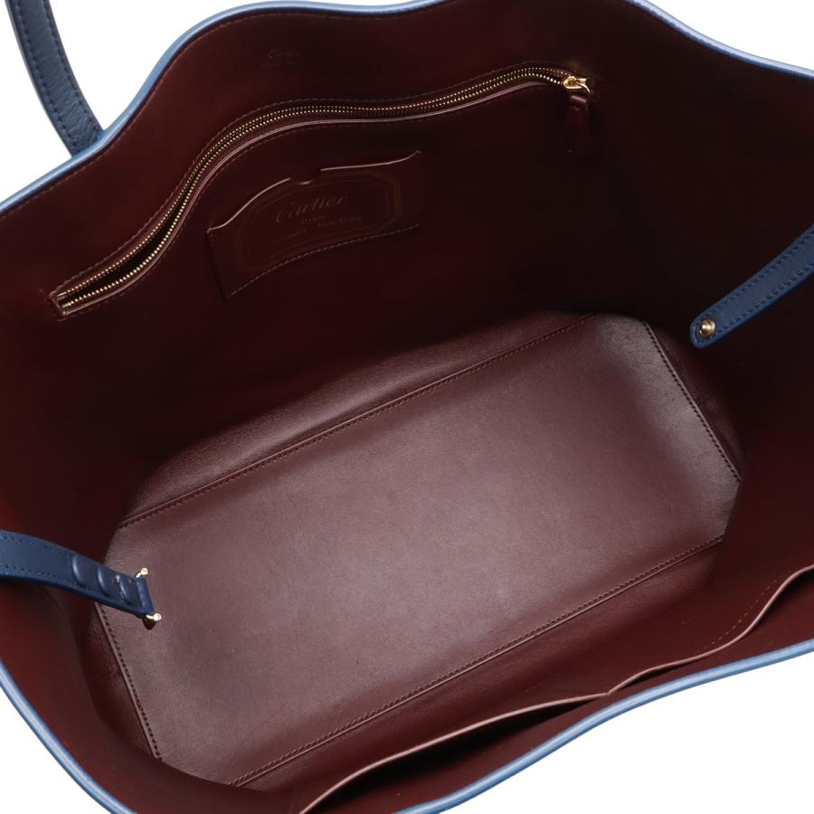 Cartier カルティエ マストライン マスト ドゥ カルティエ トートバッグ ショルダーバッグ セミショルダー レザー ブルー 青 ミラー付き | Cartier | 04