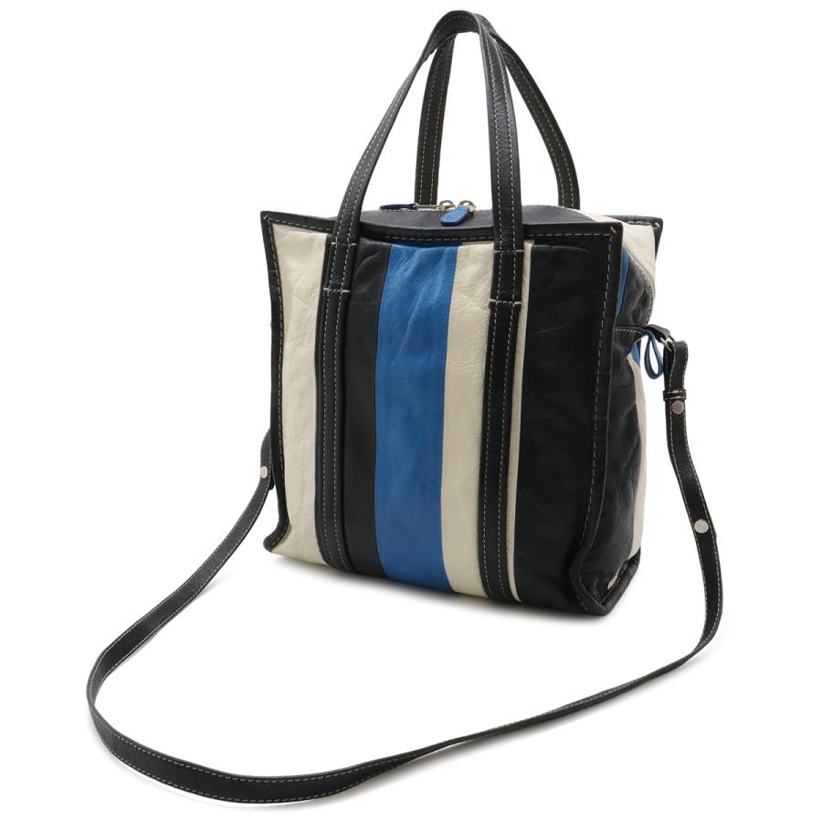 BALENCIAGA バレンシアガ バザール ショッパー トートバッグ 2WAY ショルダーバッグ 斜め掛け レザー ストライプ ブラック ホワイト | BALENCIAGA | 01