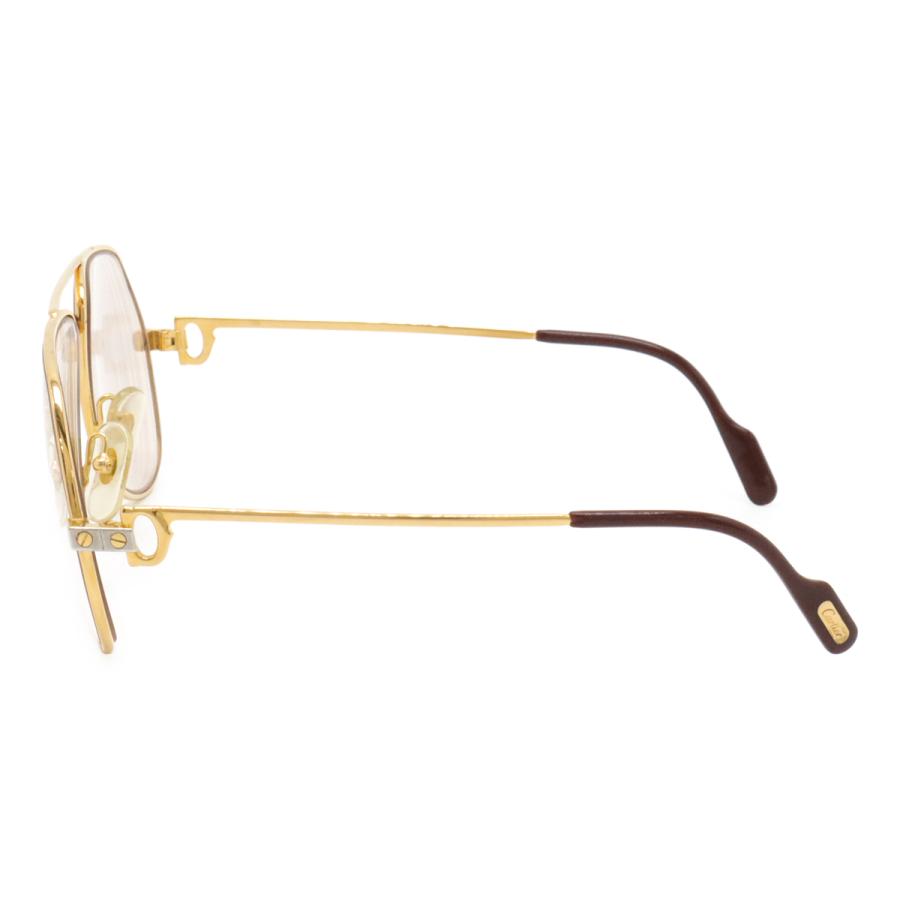 Cartier カルティエ サントス ダブルブリッジ ツーブリッジ ティアドロップ 眼鏡 めがね メガネフレーム 度入り クリア ゴールド金具 | Cartier | 01