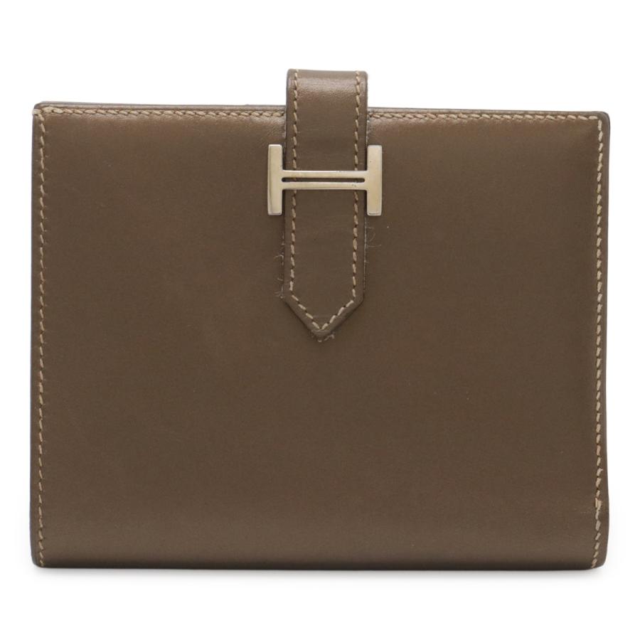 HERMES エルメス ベアンコンパクト 2つ折り財布 二つ折り財布 ヴォーミロワ レザー メタリック ブロンズ シルバー金具 □H刻印 ソルド品 | HERMES
