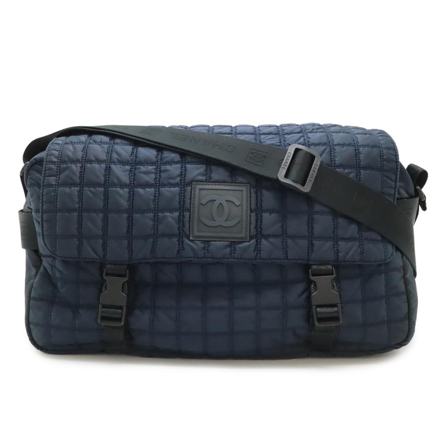 CHANEL シャネル スポーツライン ココマーク メッセンジャーバッグ ショルダーバッグ 斜め掛け キルティング ナイロン ネイビー 紺 | CHANEL