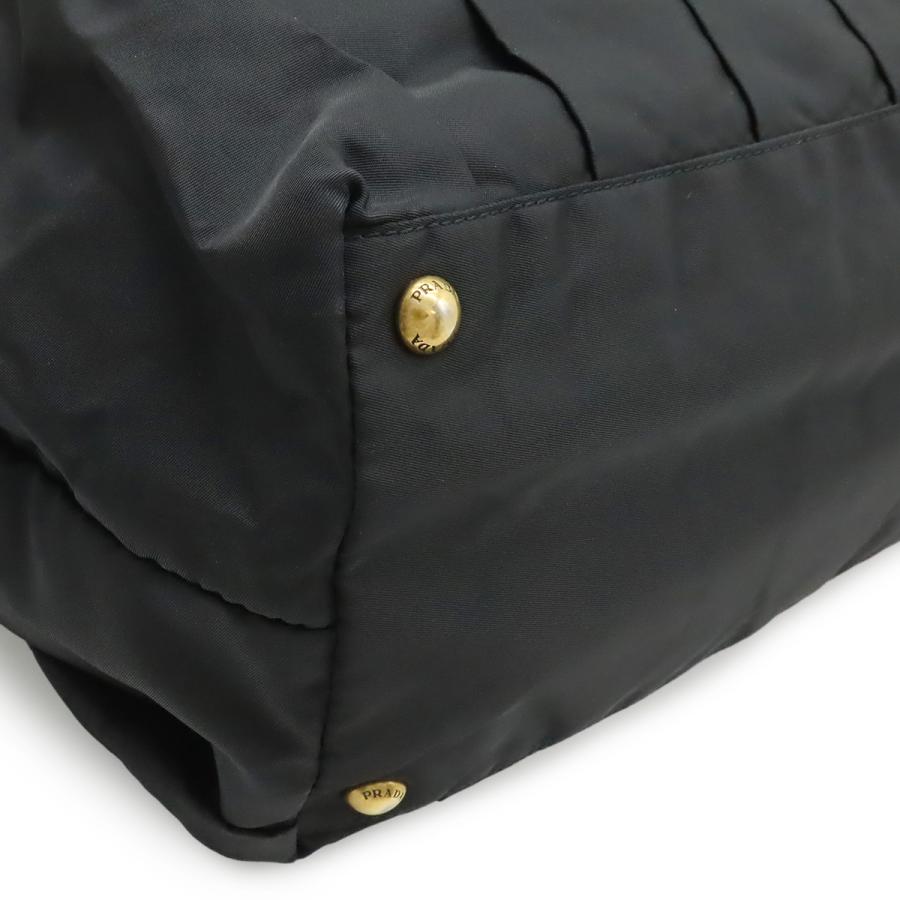 PRADA プラダ ギャザー トートバッグ ハンドバッグ ナイロン レザー NERO 黒 ブラック ゴールド金具 BN1746 | PRADA | 02
