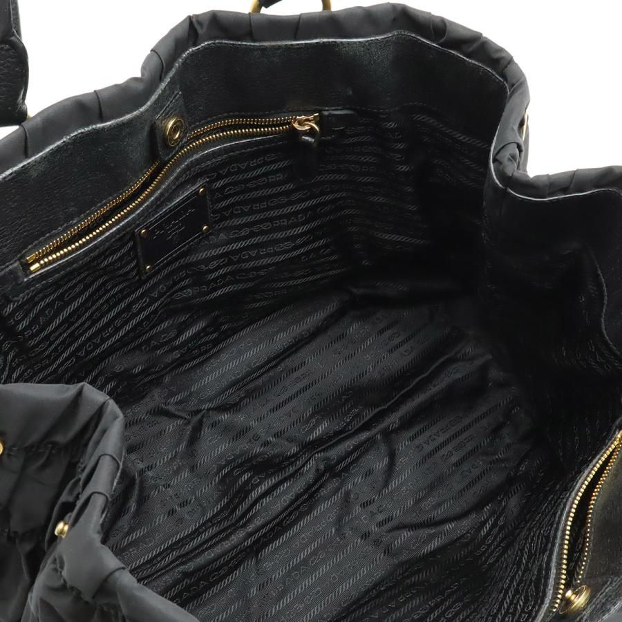 PRADA プラダ ギャザー トートバッグ ハンドバッグ ナイロン レザー NERO 黒 ブラック ゴールド金具 BN1746 | PRADA | 05