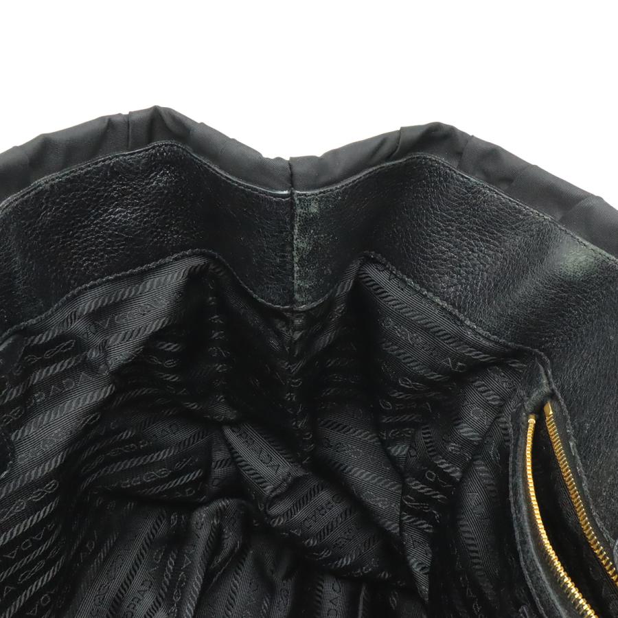 PRADA プラダ ギャザー トートバッグ ハンドバッグ ナイロン レザー NERO 黒 ブラック ゴールド金具 BN1746 | PRADA | 06