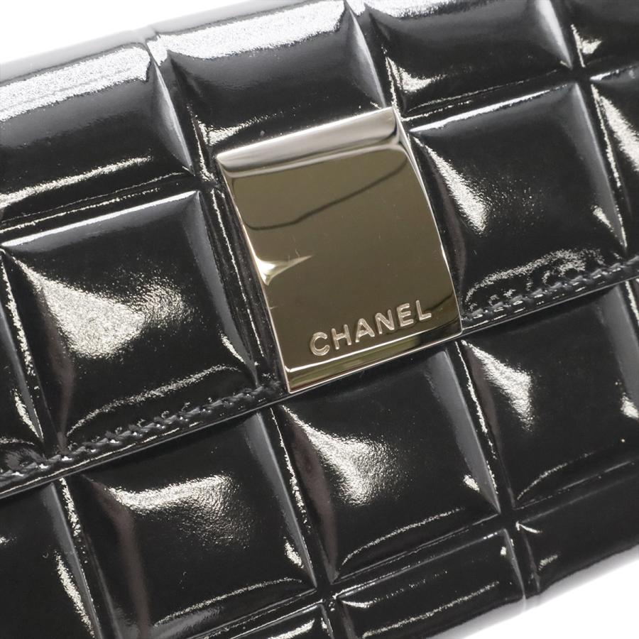 CHANEL シャネル チョコバー コインケース 小銭入れ コインパース エナメル パテントレザー ブラック 黒 シルバー金具 | CHANEL | 03